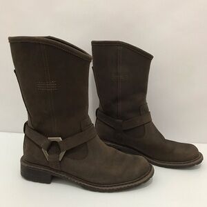 Timberland EK Stoddard Mid 8603A Brown Leather Pull On Boots Sample Size 7